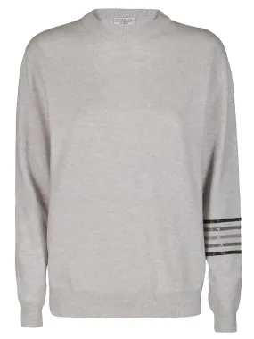 Brunello Cucinelli Stripe-Detailed Crewneck Jumper