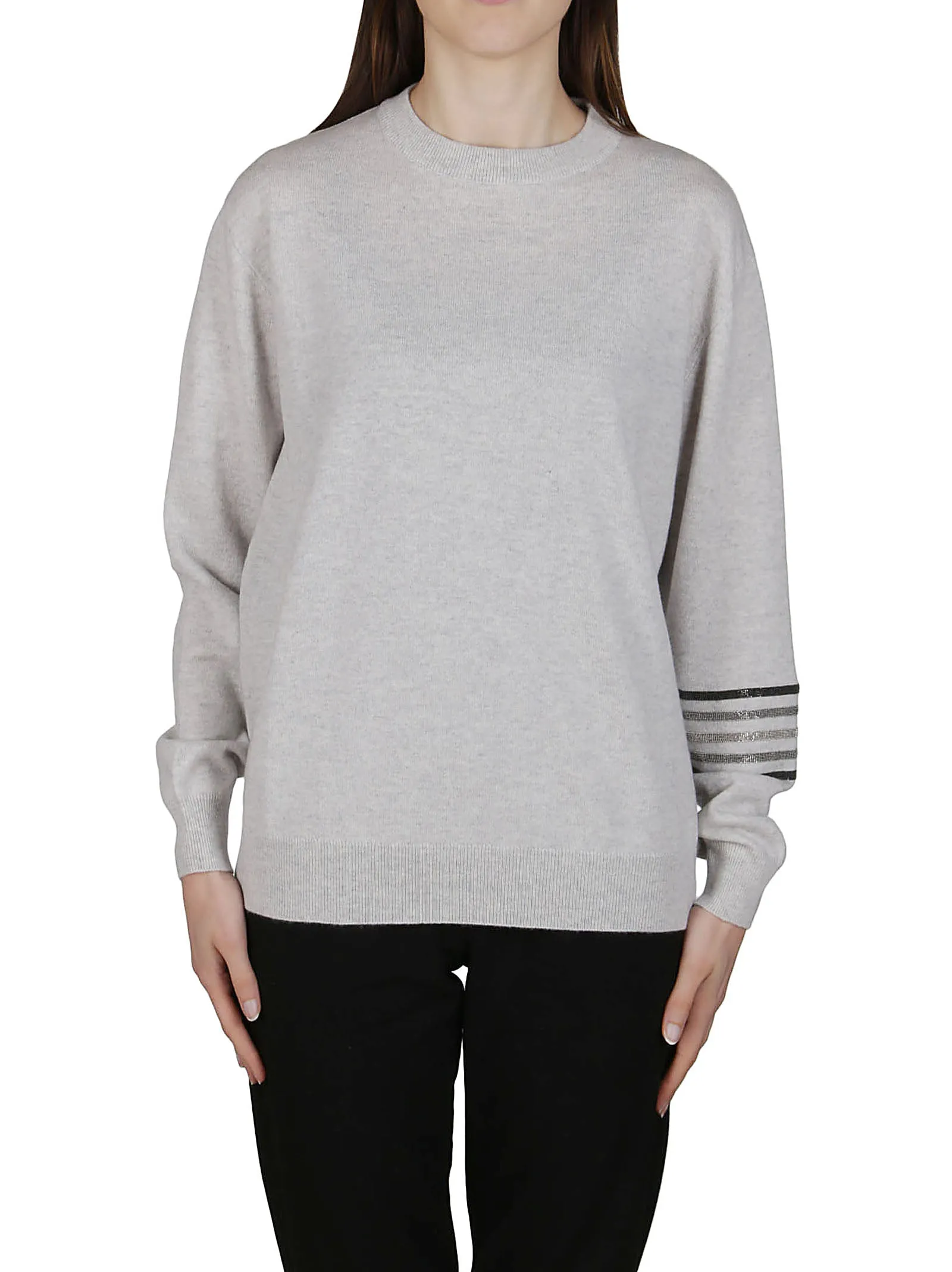 Brunello Cucinelli Stripe-Detailed Crewneck Jumper