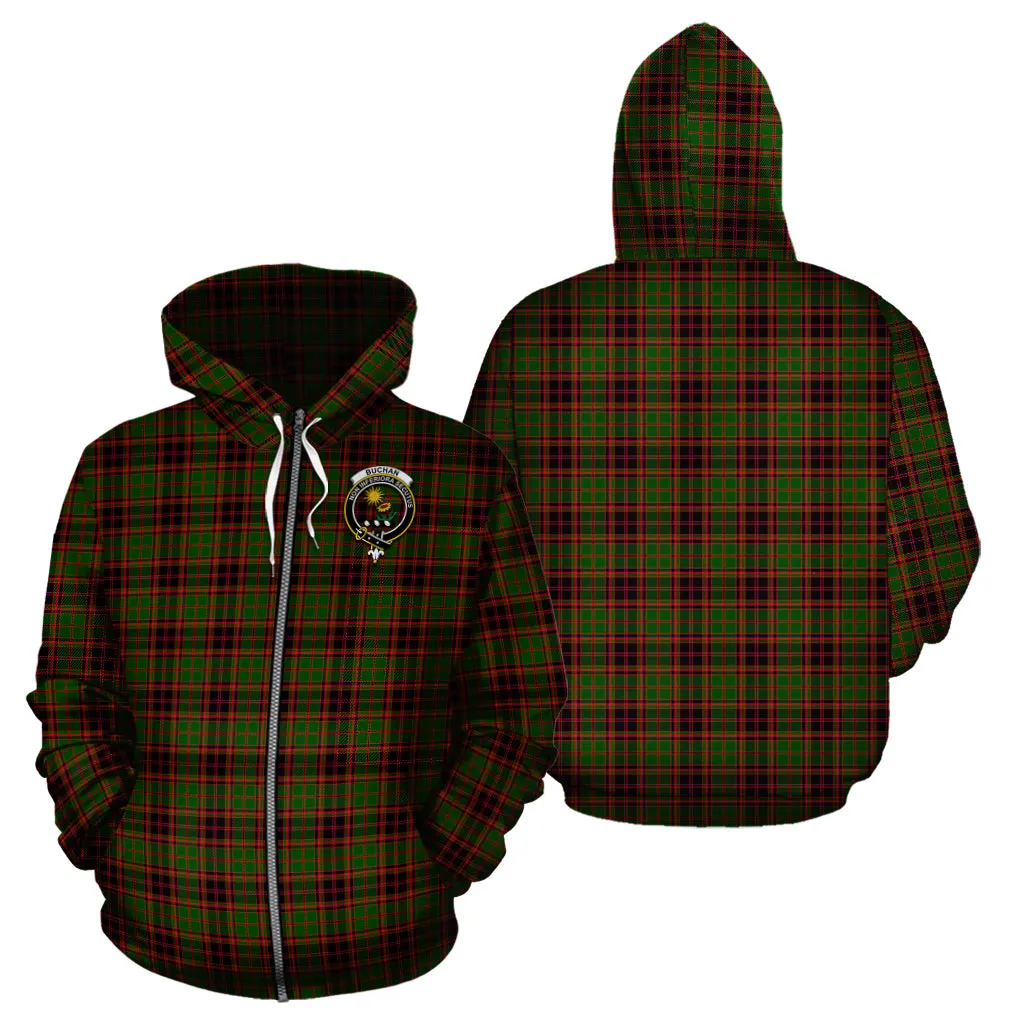 Buchan Tartan Hoodie with Family Crest