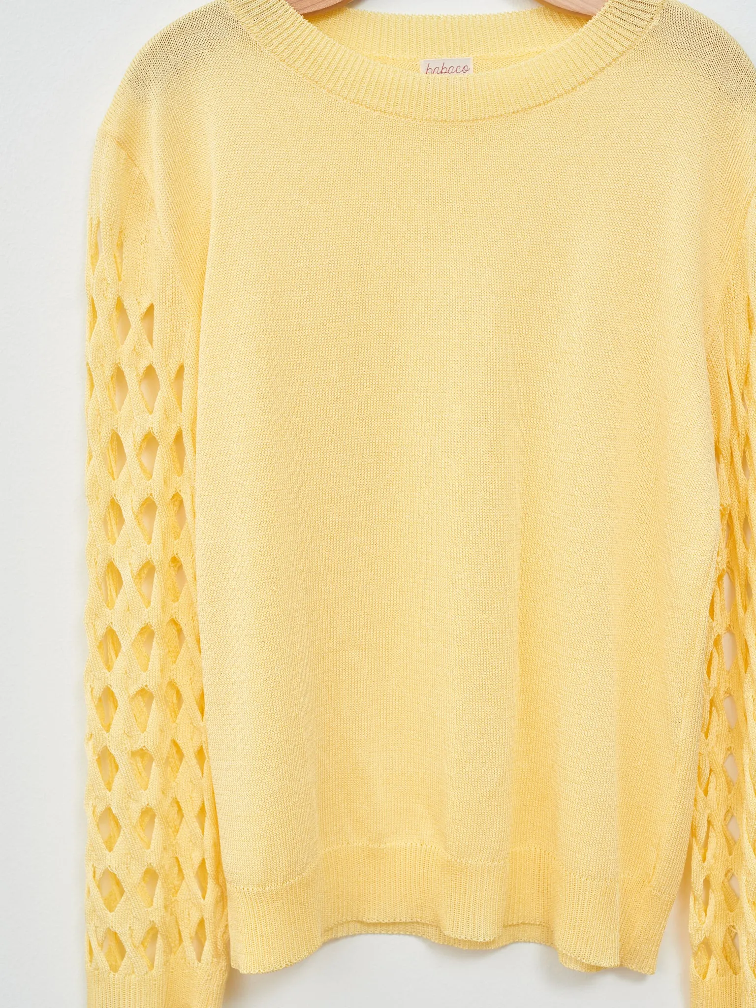 Cable Sleeve Pullover - Cream Yellow