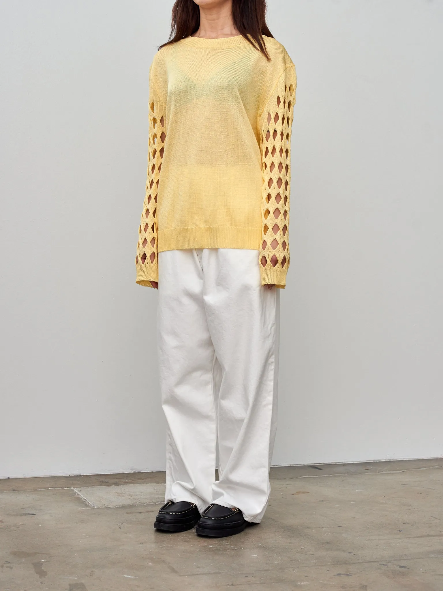 Cable Sleeve Pullover - Cream Yellow