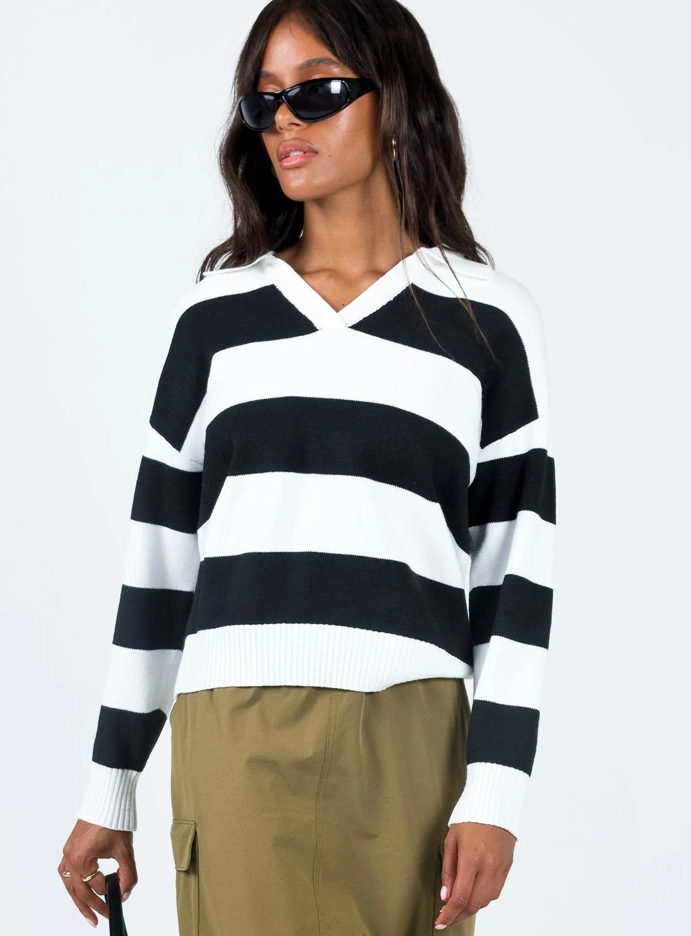 Caird Polo Sweater Black/White