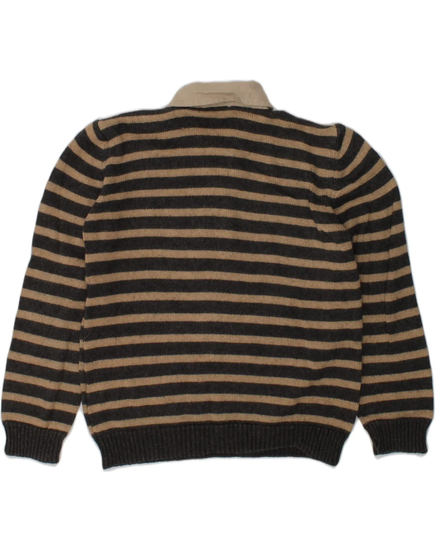 CALVIN KLEIN Boys Polo Neck Jumper Sweater 5-6 Years Black Striped Acrylic