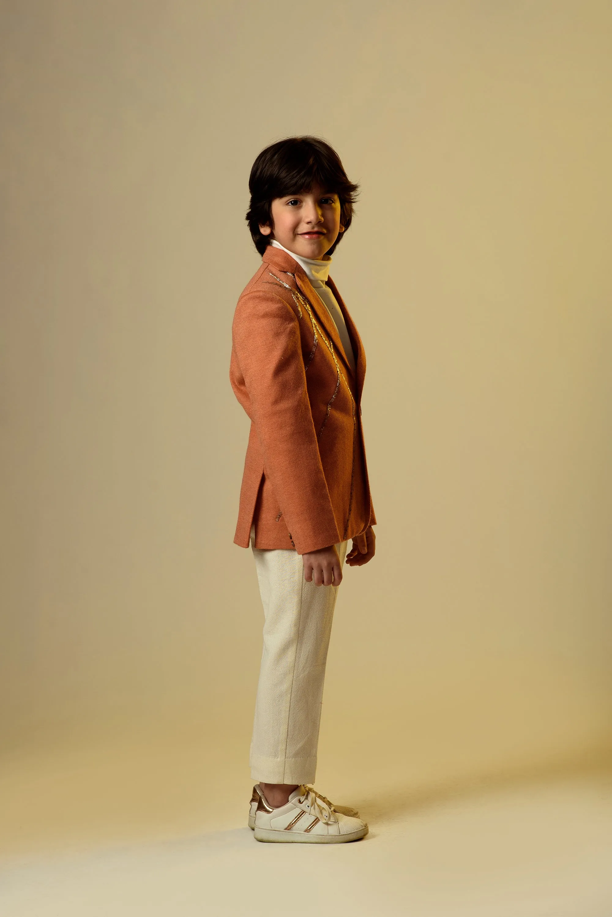 Chacco Kid Everyday- Brown Organic Wool Twill Blazer For Boys