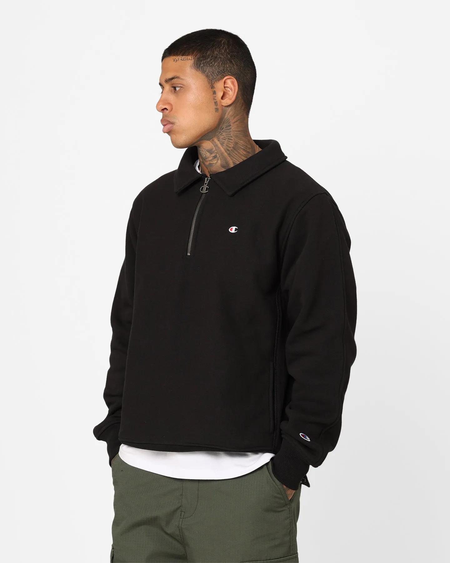 Champion Reverse Weave Level Up Collared Crewneck Black