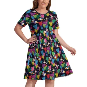 Character Balloons Women's Round Neck Plus Size Dress With Pockets