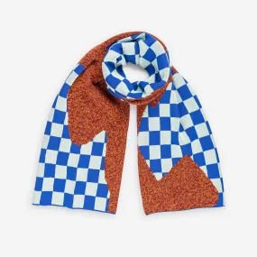 Checkerboard Spill Big Knit Scarf