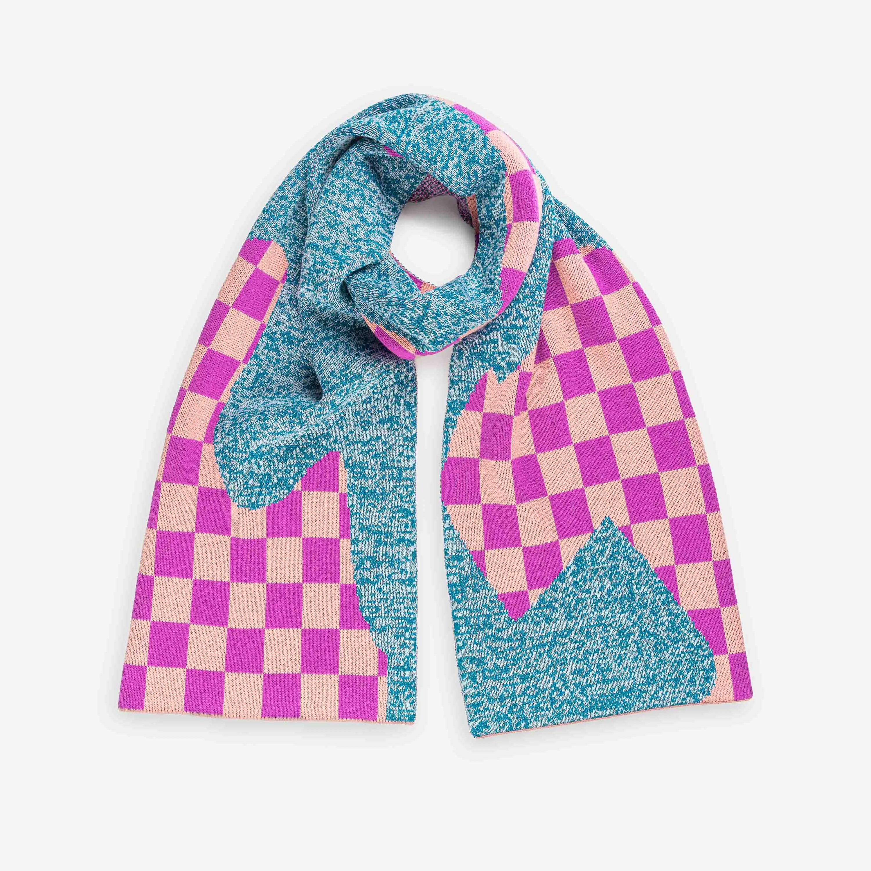 Checkerboard Spill Big Knit Scarf