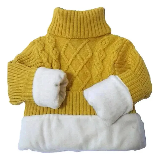 Children's Sweater Boys Girls Jacket Kids Warm Solid Clothing Baby Autumn Winter Tops Teenagers Fleece Thick Turtleneck Pullover