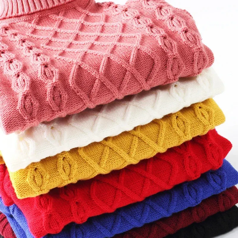 Children's Sweater Boys Girls Jacket Kids Warm Solid Clothing Baby Autumn Winter Tops Teenagers Fleece Thick Turtleneck Pullover