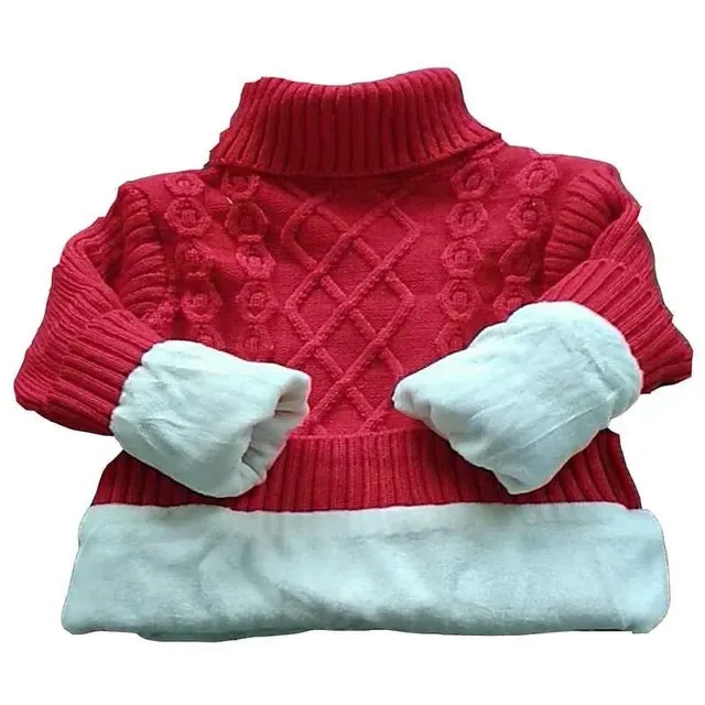 Children's Sweater Boys Girls Jacket Kids Warm Solid Clothing Baby Autumn Winter Tops Teenagers Fleece Thick Turtleneck Pullover