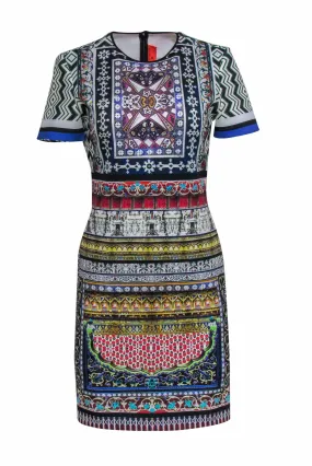 Clover Canyon - Neoprene Digital Print Short Sleeve Midi Dress Sz L