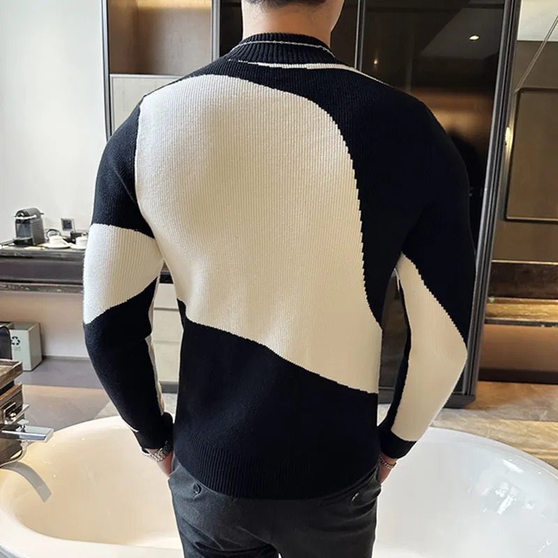 Color Block Slim Fit Half Turtleneck Knitted Bottoming Shirt