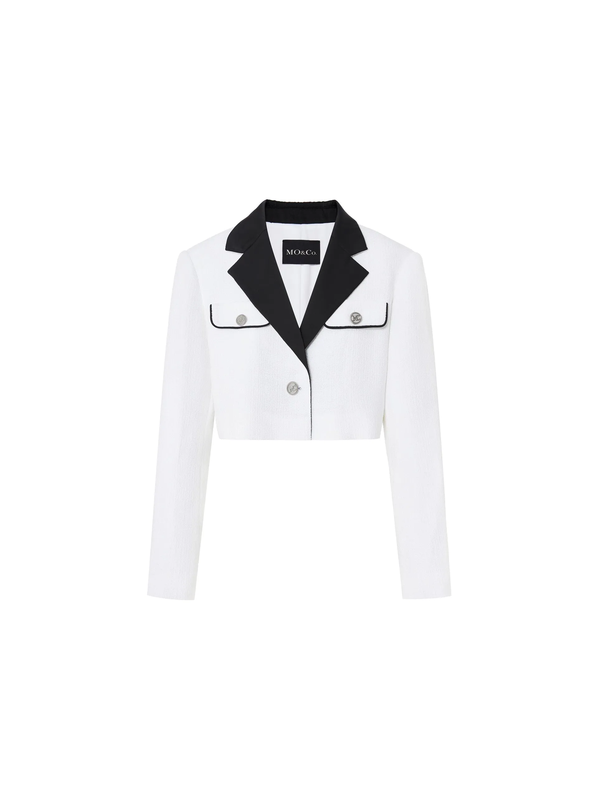 Contrast Textured Crop Blazer