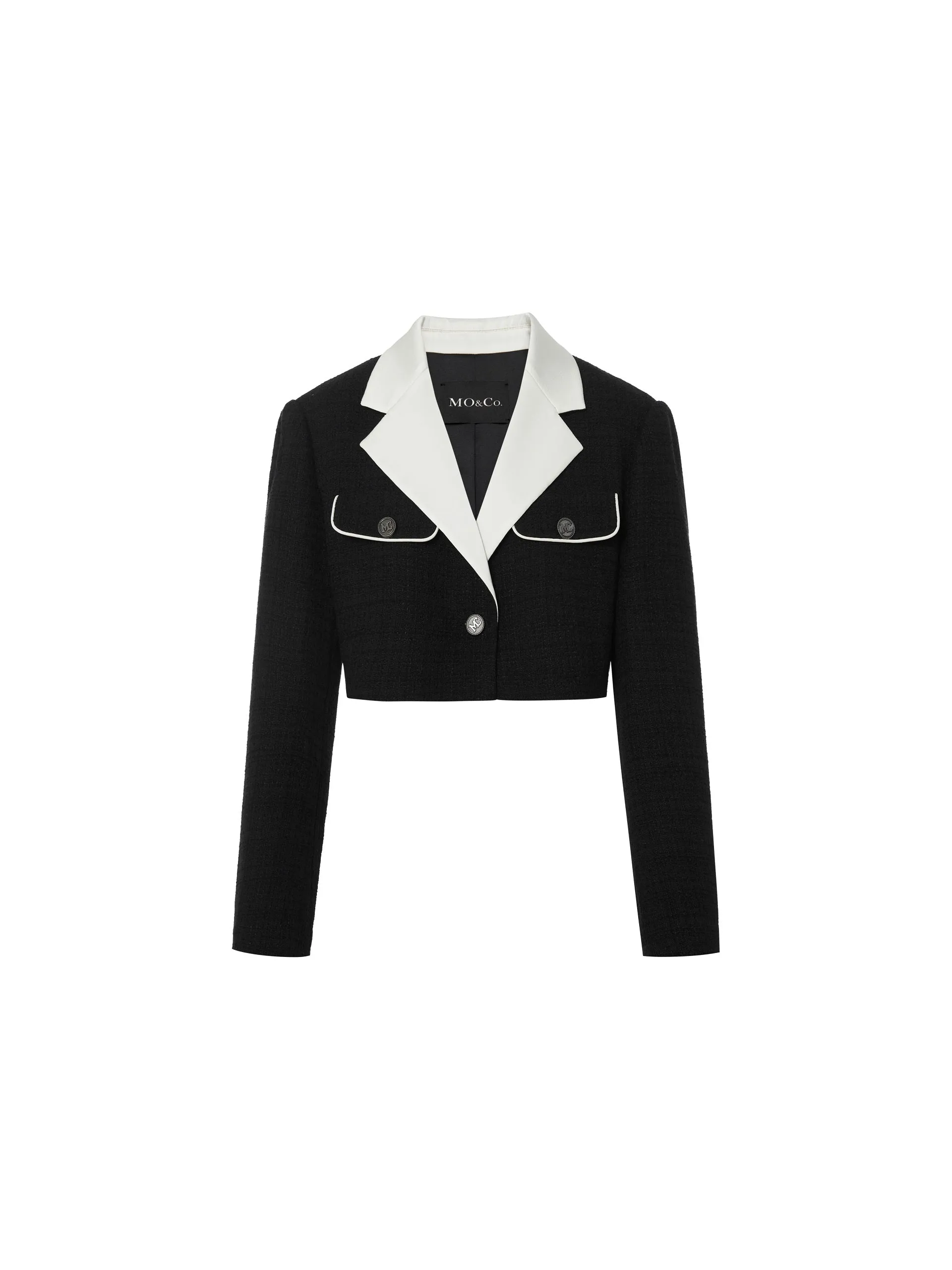 Contrast Textured Crop Blazer