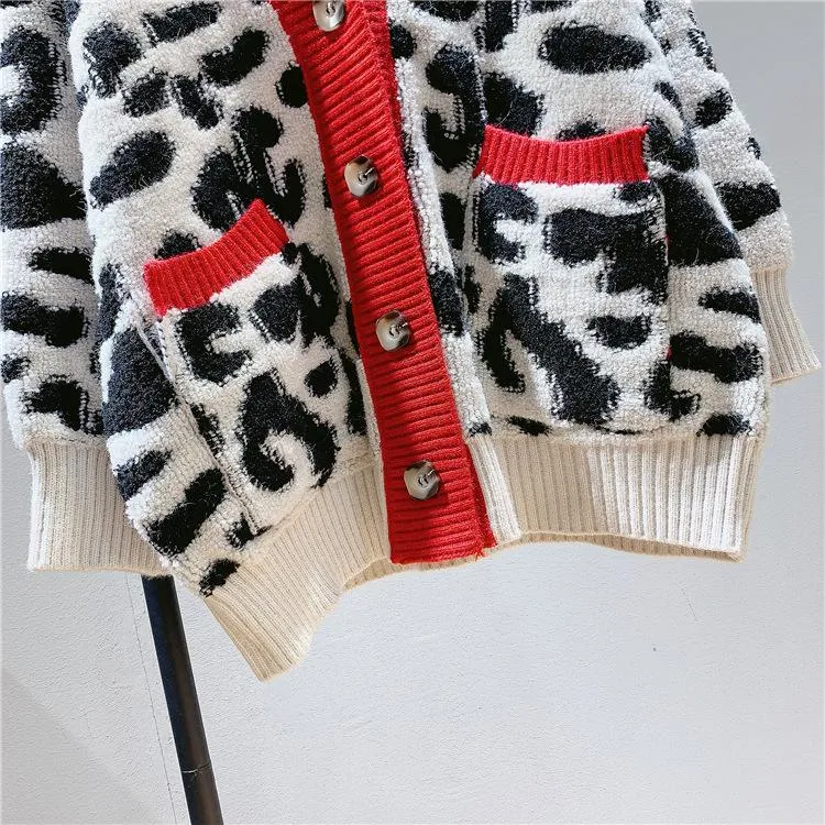 Cozy Leopard Women Warm Knitting Cardigans