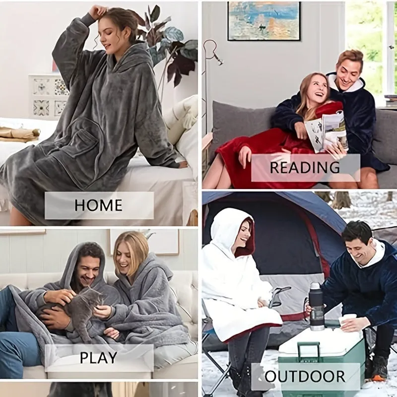 Cozy oversized hoodie blanket with big pocket  perfect for adults