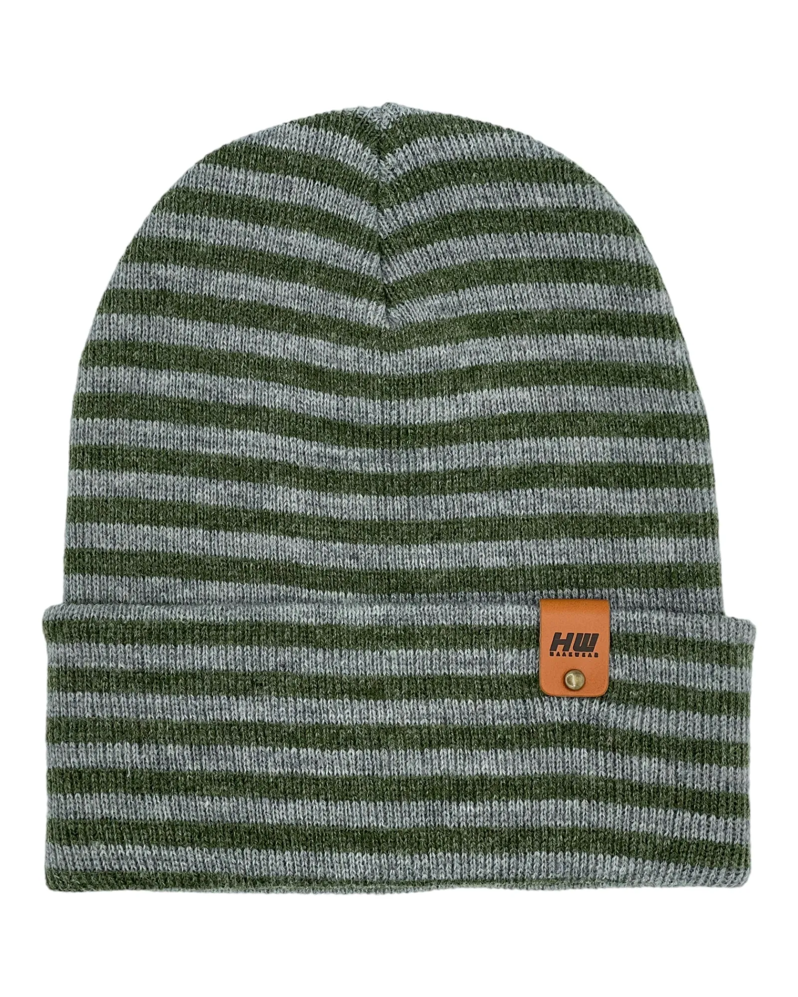 CTD203 HAAKWEAR Traditional RORO Cuffed Beanie / Hat - Gray / Green, Made in USA