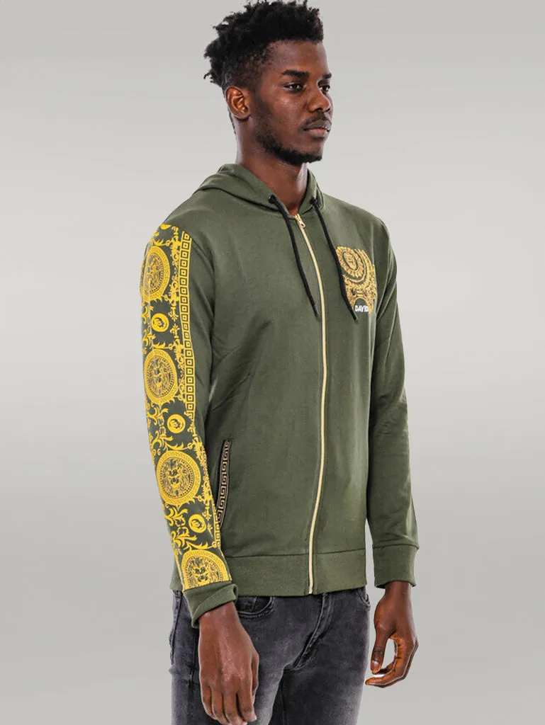 Dark Green Hooded Slim Fit Sweatshirt - Wessi