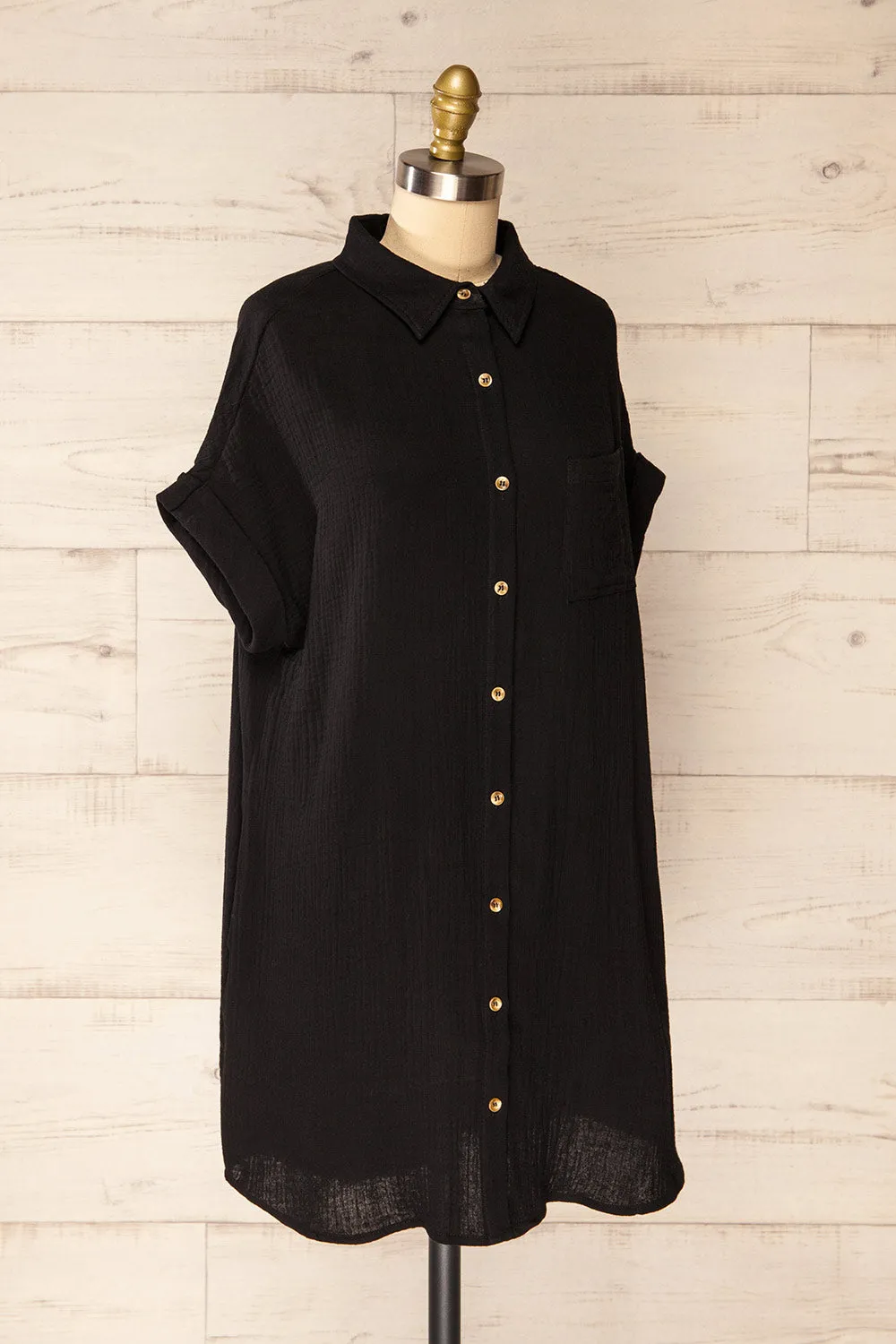 Davao Black | Short Oversized Shirt Dress