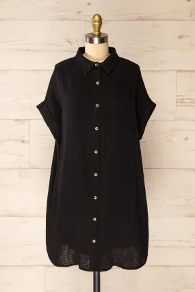 Davao Black | Short Oversized Shirt Dress