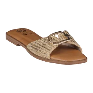 Davina Gold Hardware Slide Flat Sandals