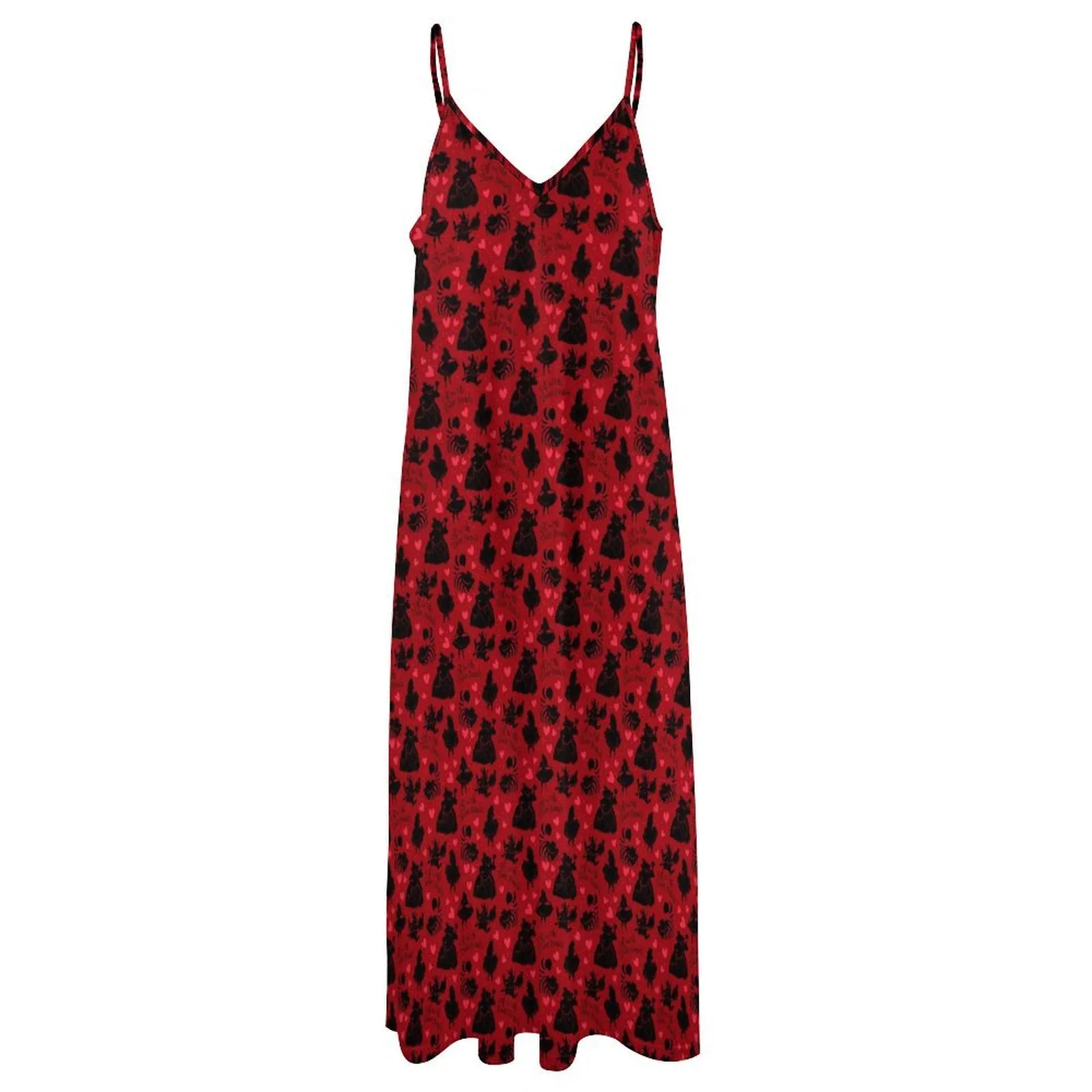 Disney Alice In Wonderland Queen Of Hearts Off With Their Heads Women's Summer Slip Long Dress