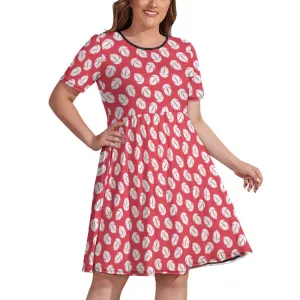 Disney Lilo And Stitch Lilo's Dress Women's Round Neck Plus Size Dress With Pockets