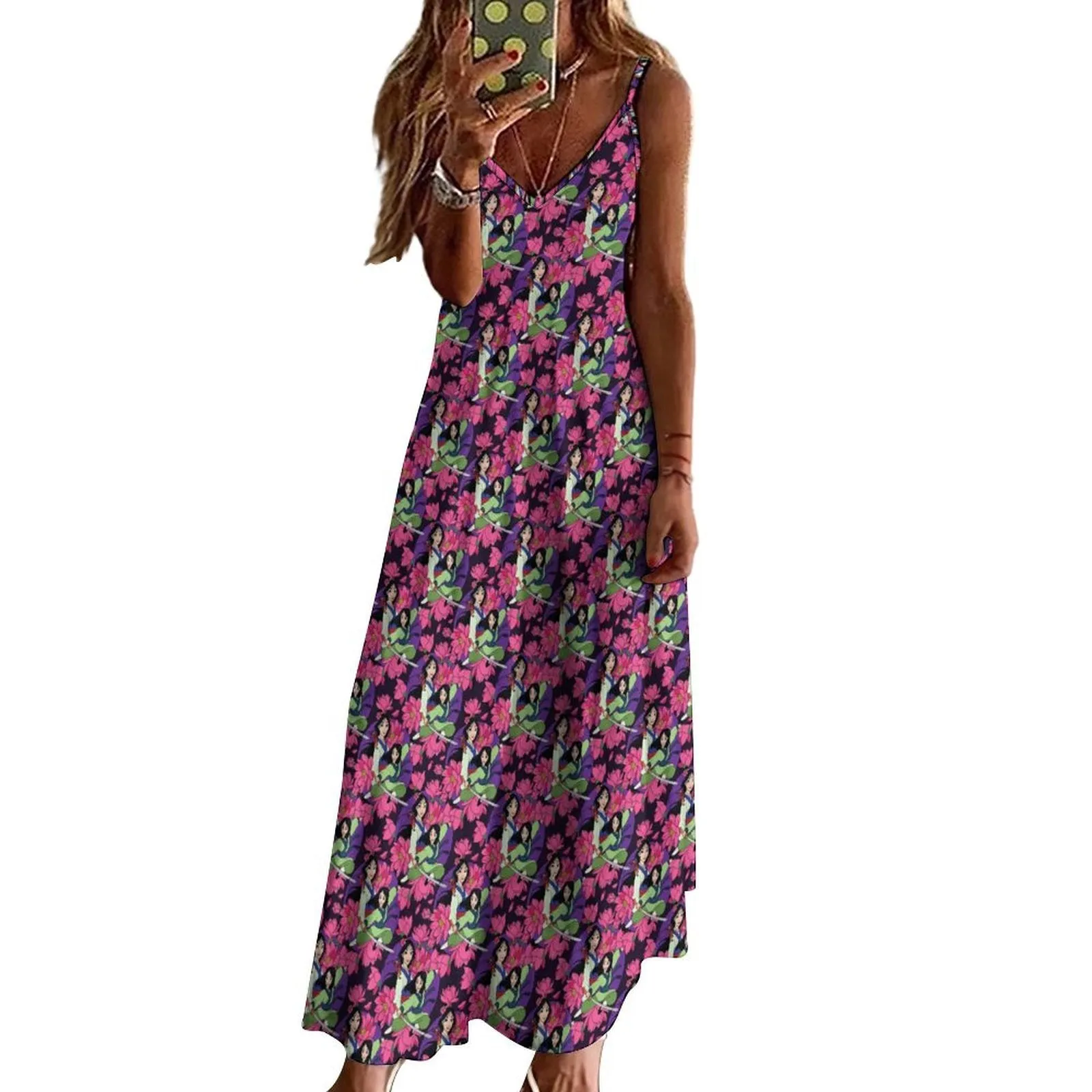 Disney Mulan Blooming Flowers Women's Summer Slip Long Dress