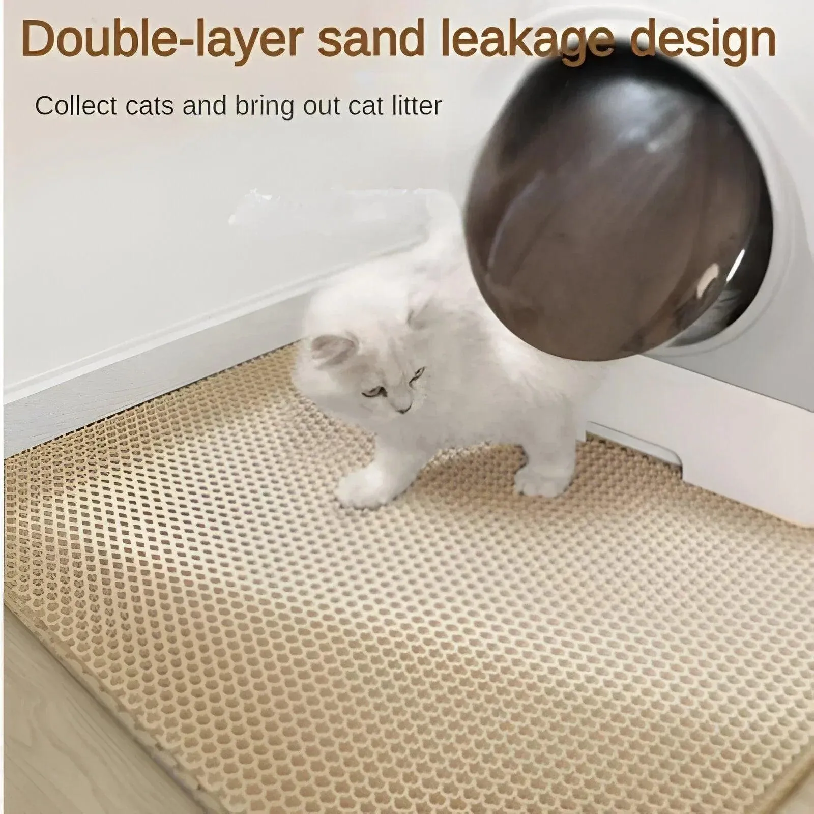 Double-layer Non-slip Cat Litter Mat with Filter Box