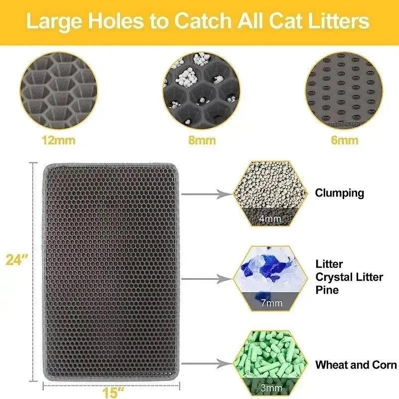 Double-layer Non-slip Cat Litter Mat with Filter Box