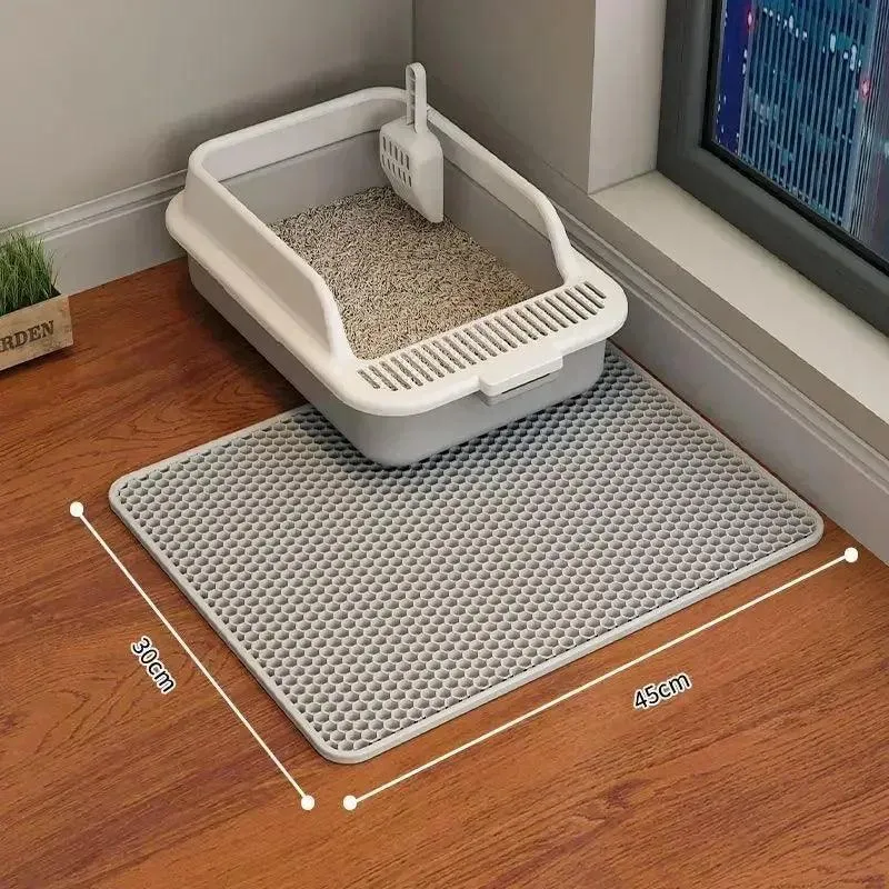 Double-layer Non-slip Cat Litter Mat with Filter Box