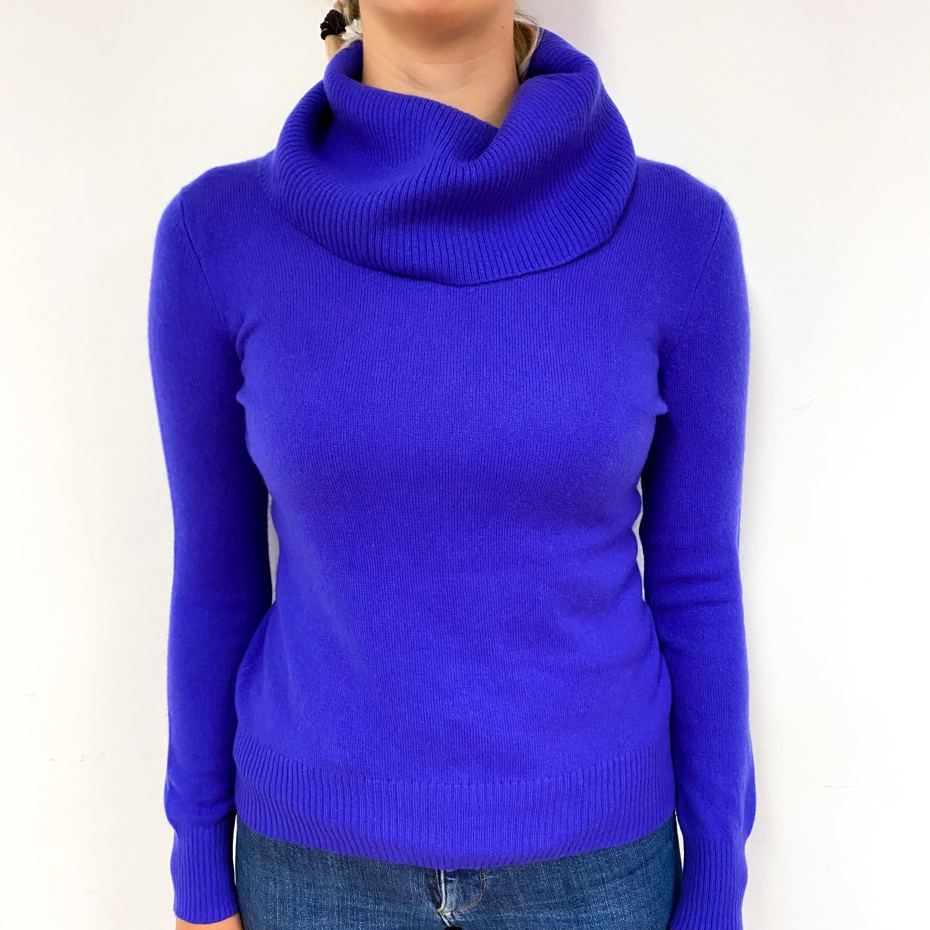 Electric Purple Cashmere Cowl Neck Jumper Small