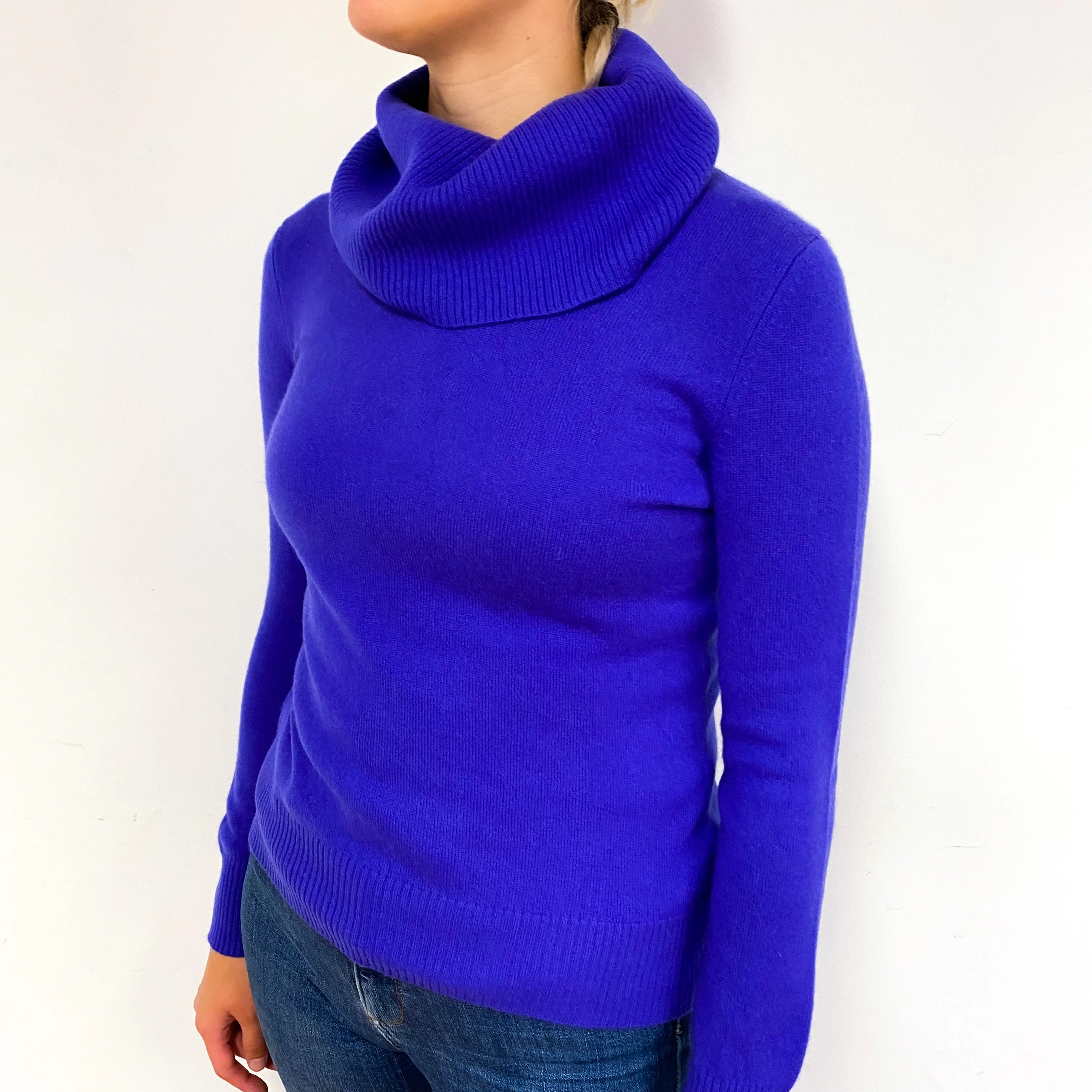 Electric Purple Cashmere Cowl Neck Jumper Small