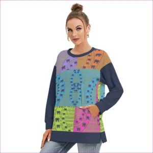 Elegant Elephant Womens Side Split O-neck Sweatshirt