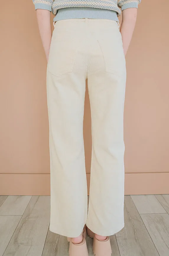 Elise Ivory Wide Leg Corduroy Pants- FINAL FEW - FINAL SALE