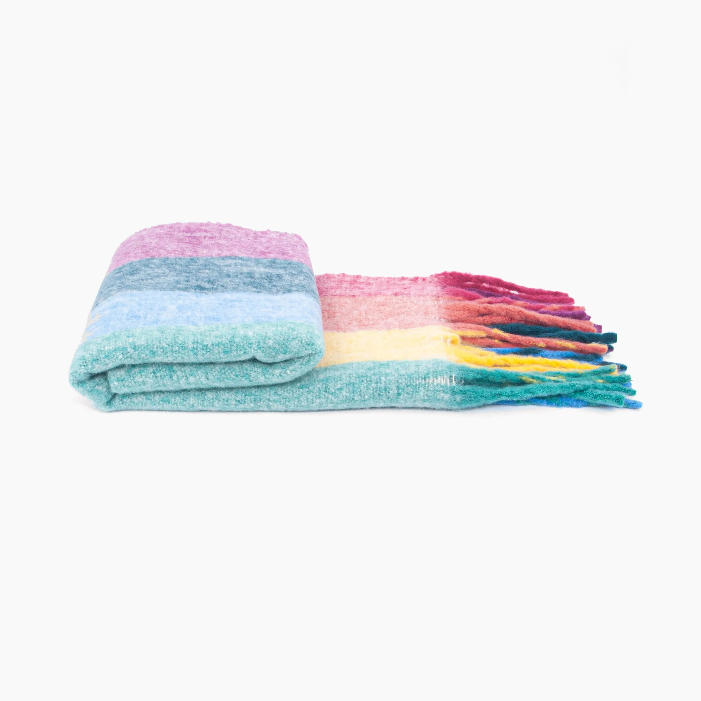 Eliza Heavyweight Scarf - Multi, Vertical Rainbow Stripe