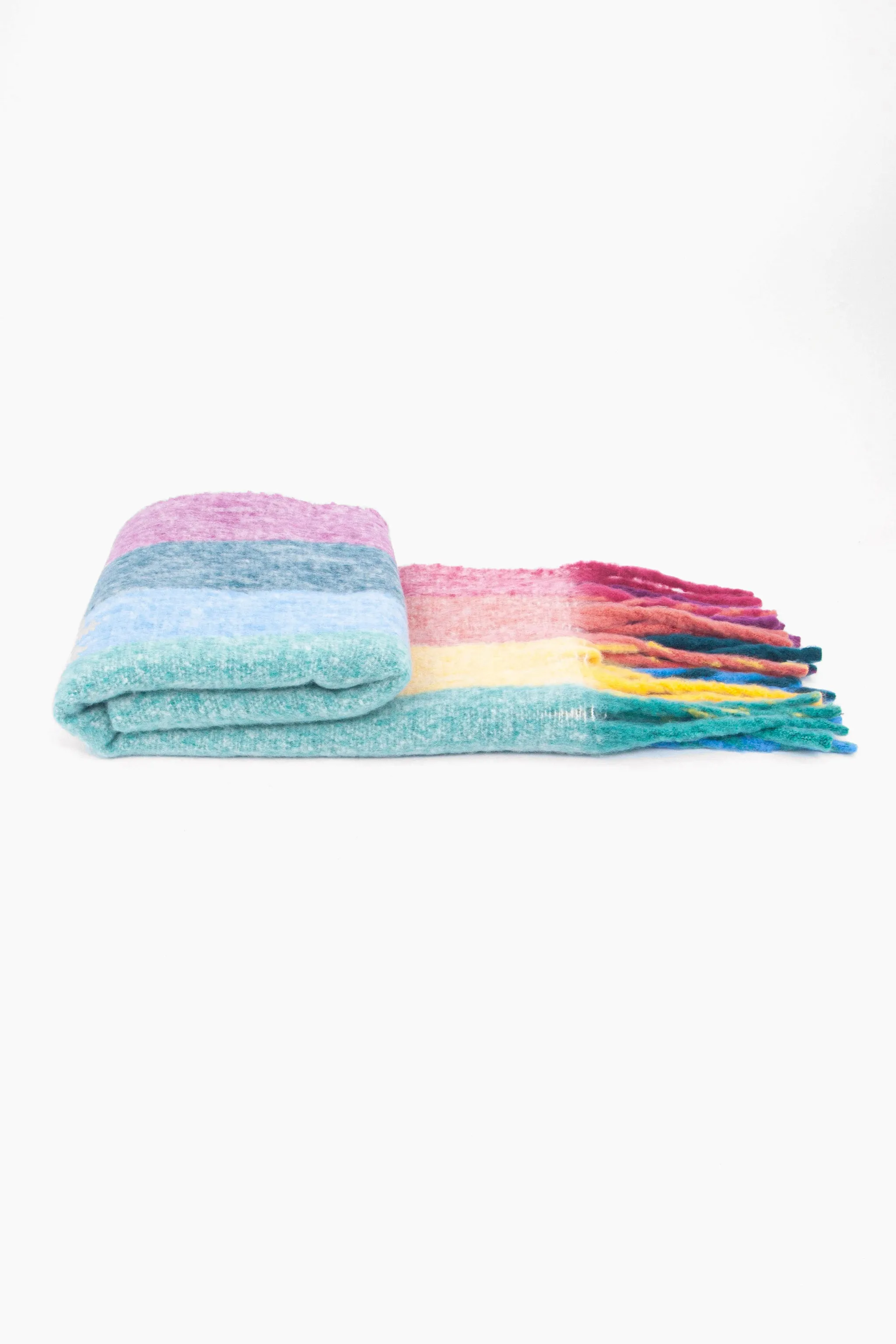 Eliza Heavyweight Scarf - Multi, Vertical Rainbow Stripe