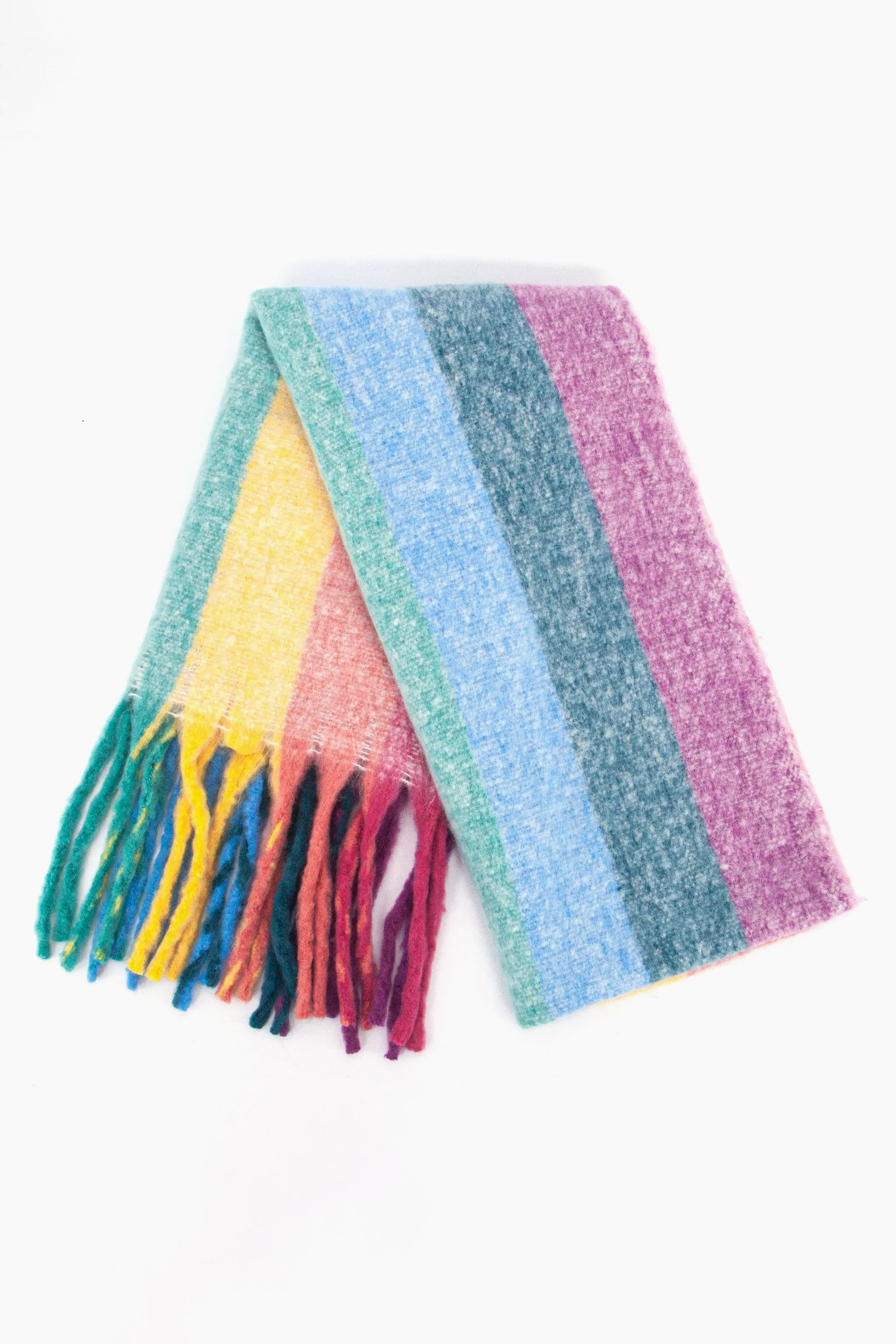 Eliza Heavyweight Scarf - Multi, Vertical Rainbow Stripe