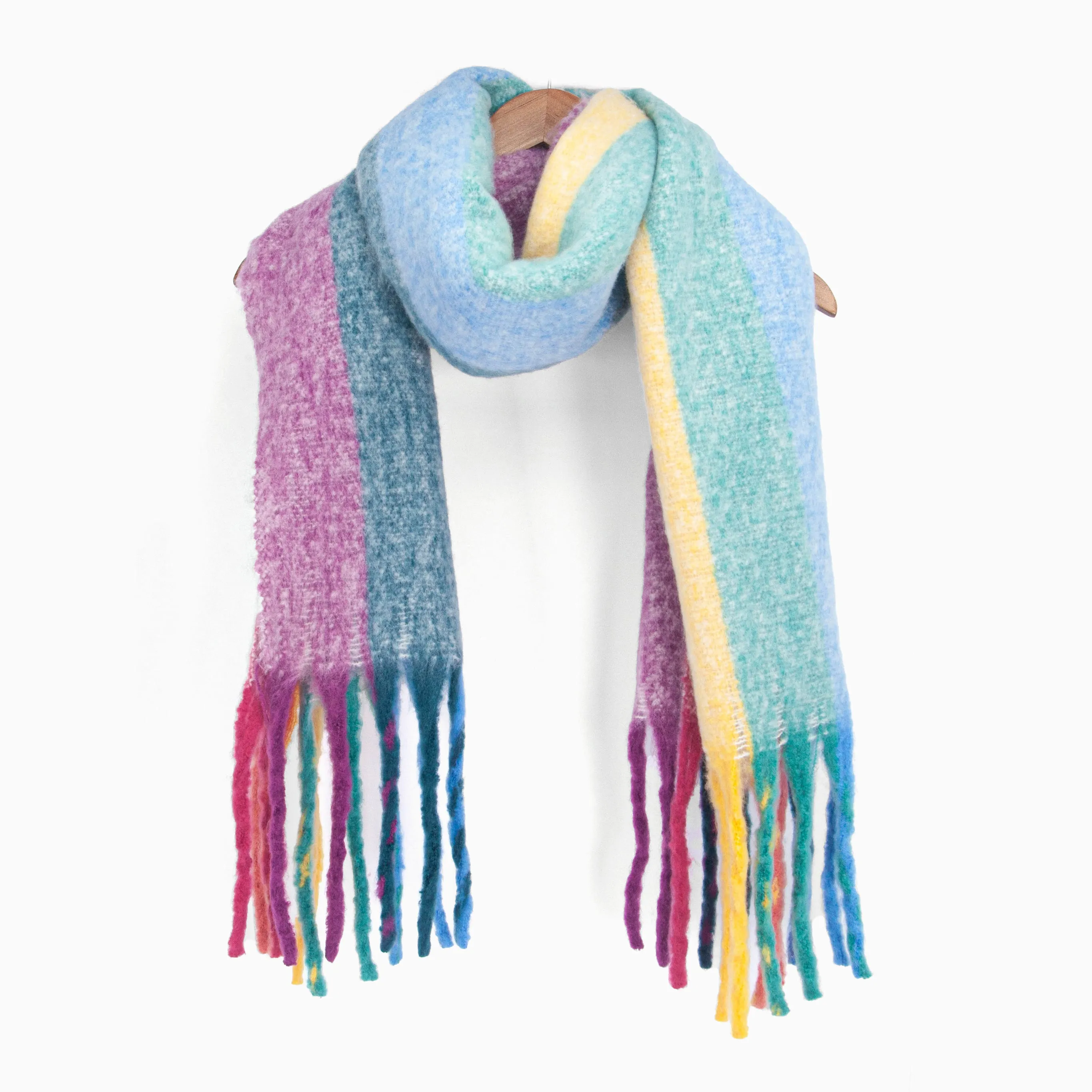 Eliza Heavyweight Scarf - Multi, Vertical Rainbow Stripe