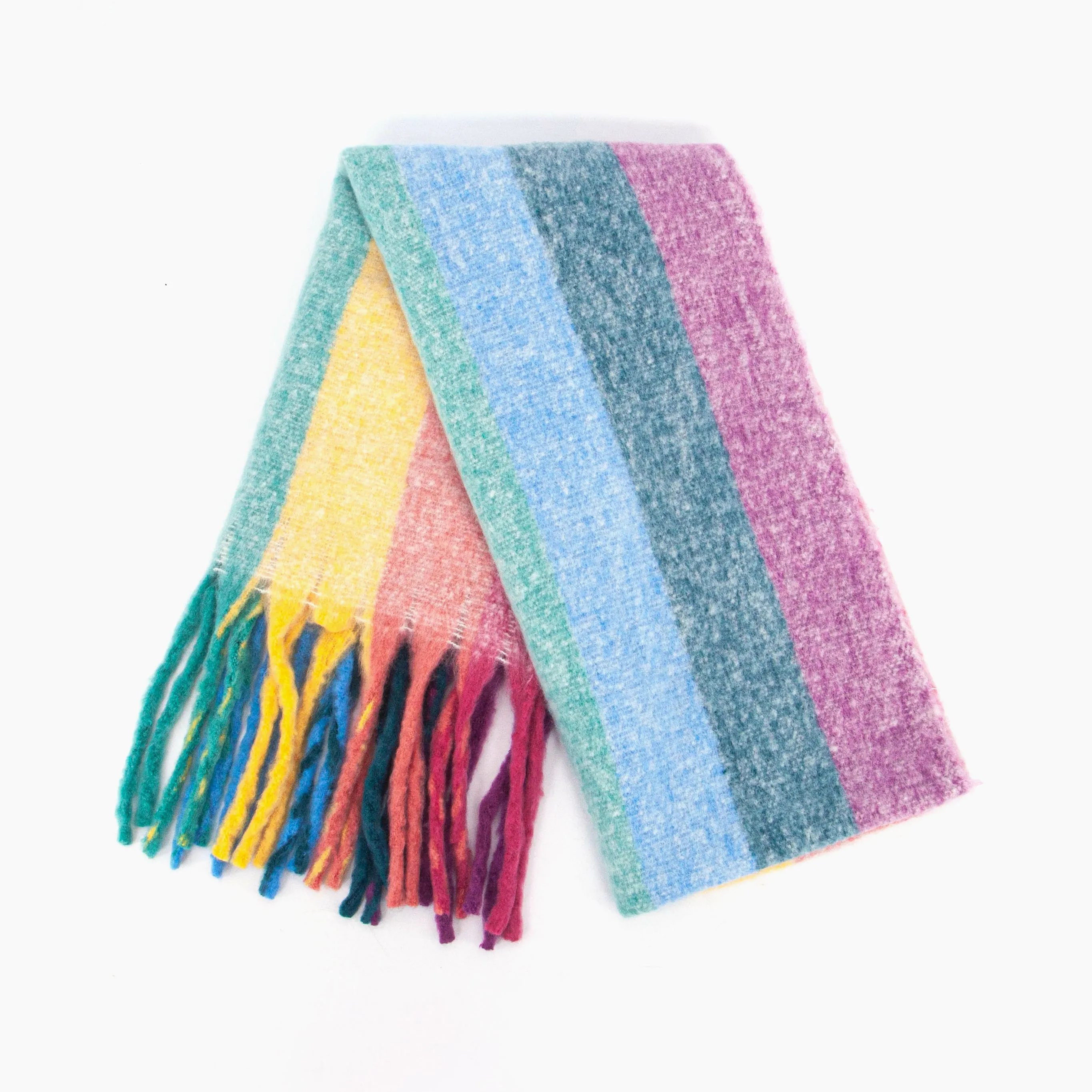 Eliza Heavyweight Scarf - Multi, Vertical Rainbow Stripe