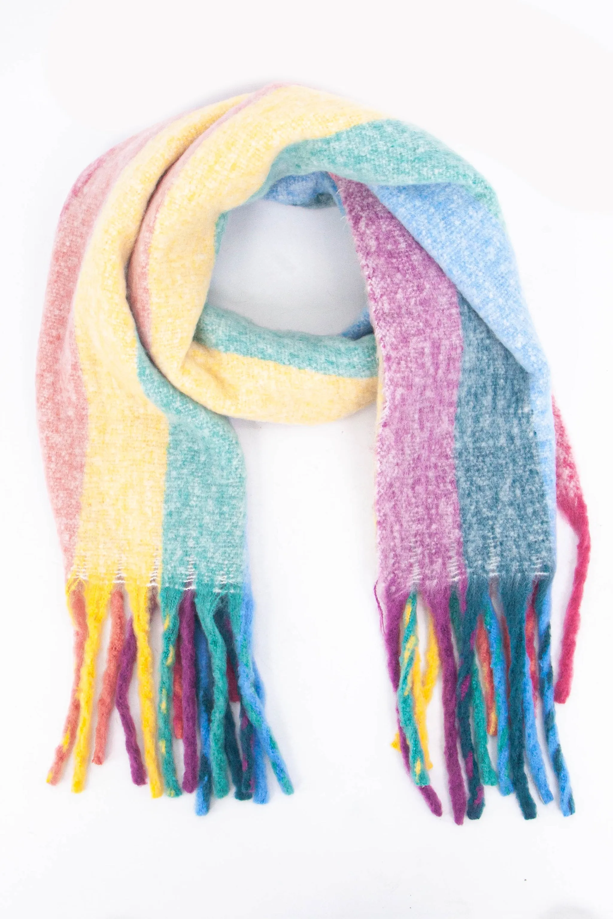 Eliza Heavyweight Scarf - Multi, Vertical Rainbow Stripe