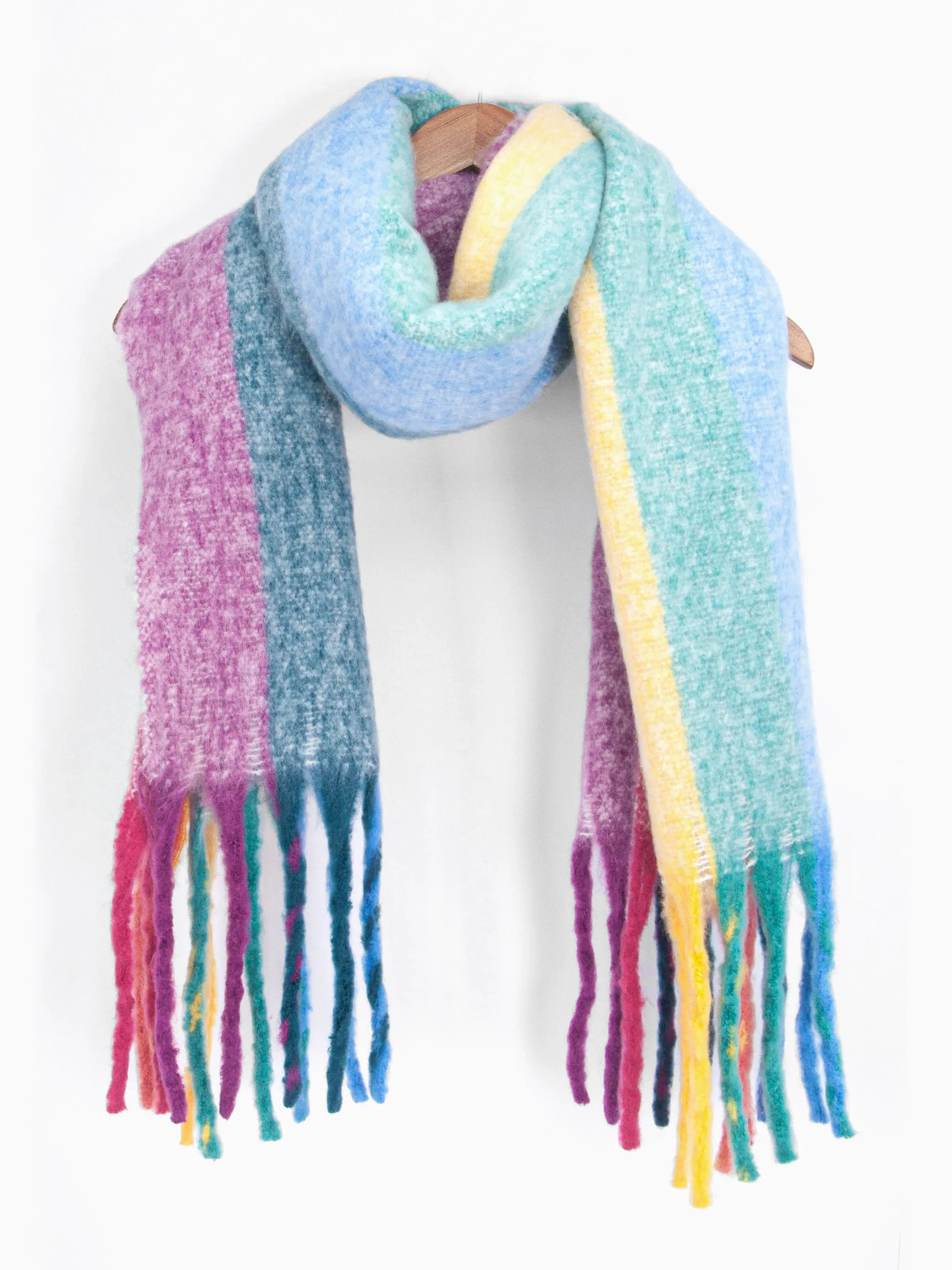 Eliza Heavyweight Scarf - Multi, Vertical Rainbow Stripe