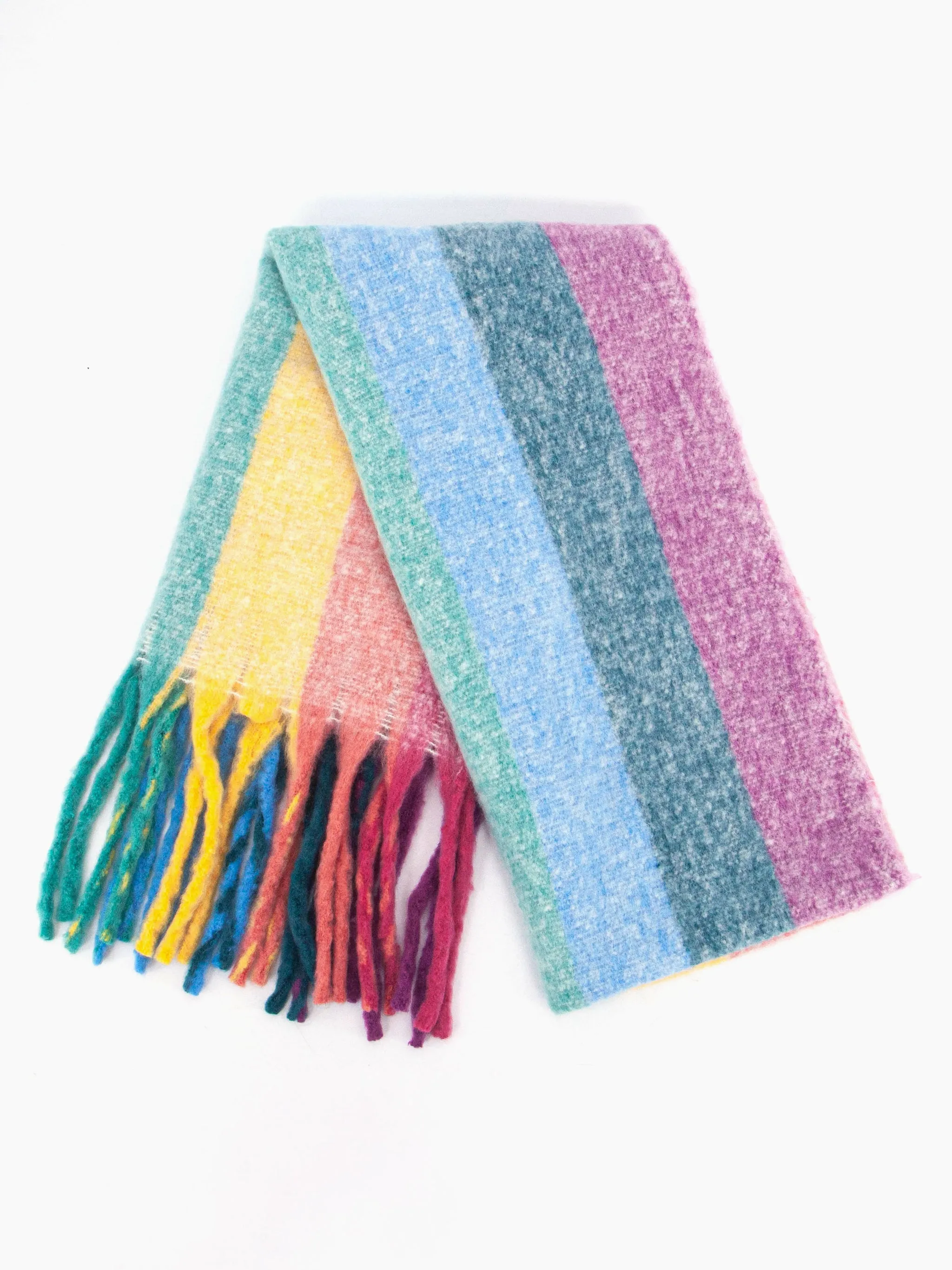 Eliza Heavyweight Scarf - Multi, Vertical Rainbow Stripe