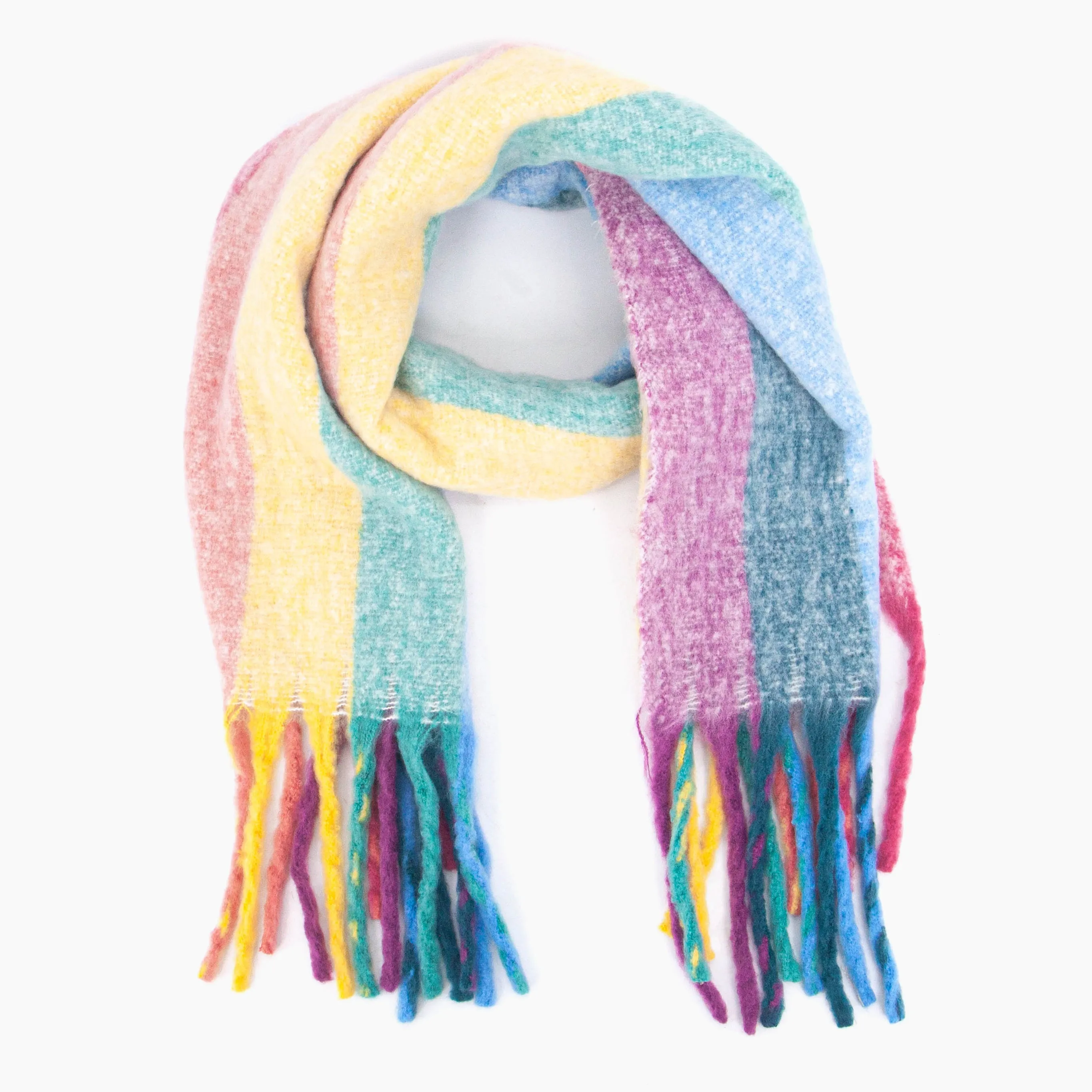 Eliza Heavyweight Scarf - Multi, Vertical Rainbow Stripe