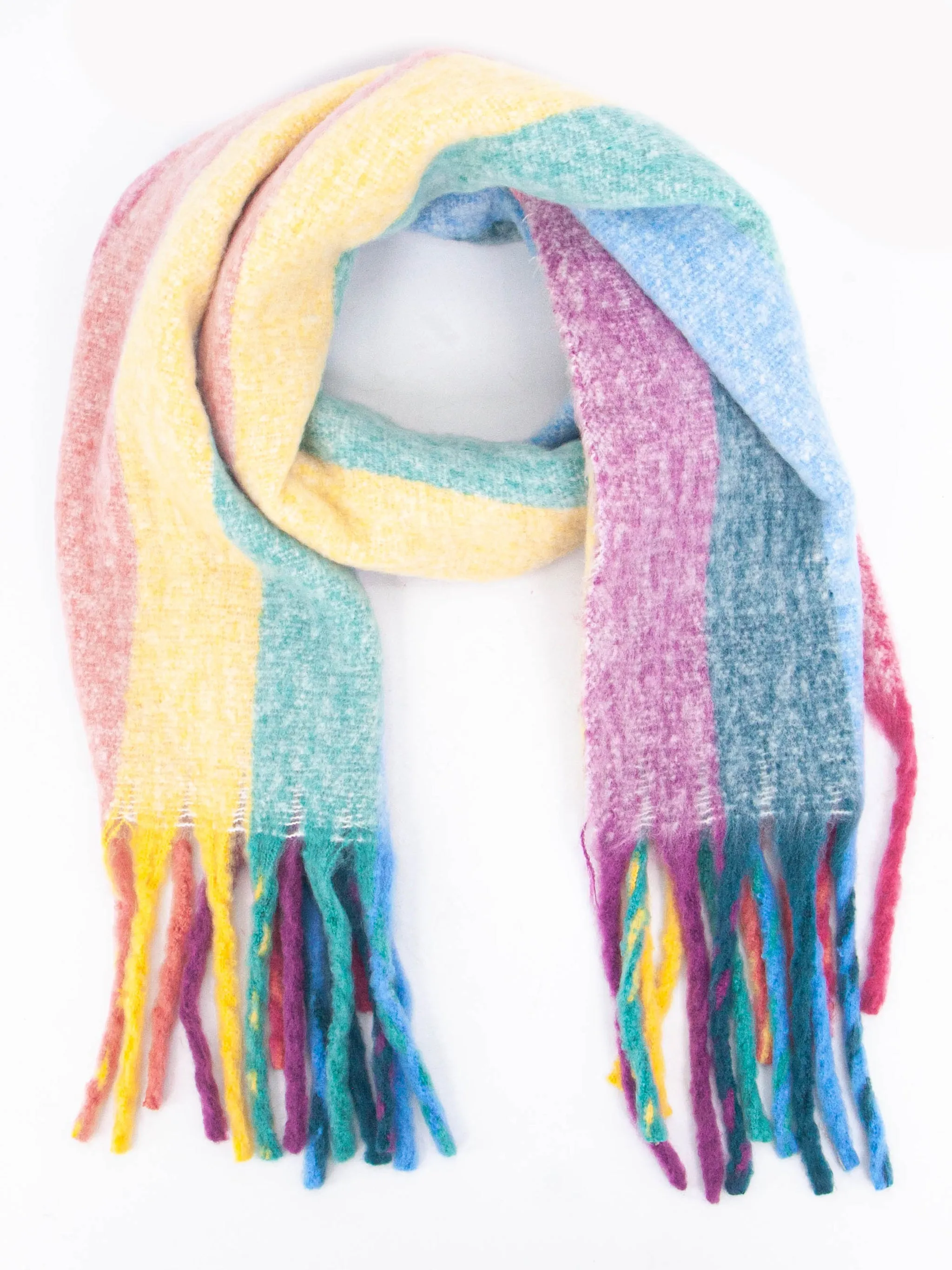 Eliza Heavyweight Scarf - Multi, Vertical Rainbow Stripe