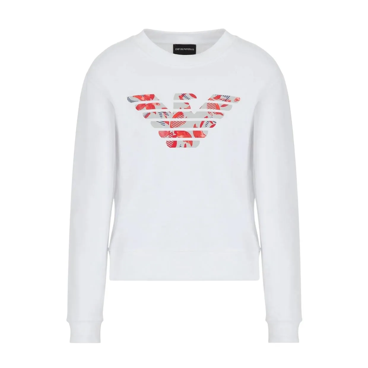 Emporio Armani White Patterned Eagle Logo Sweatshirt