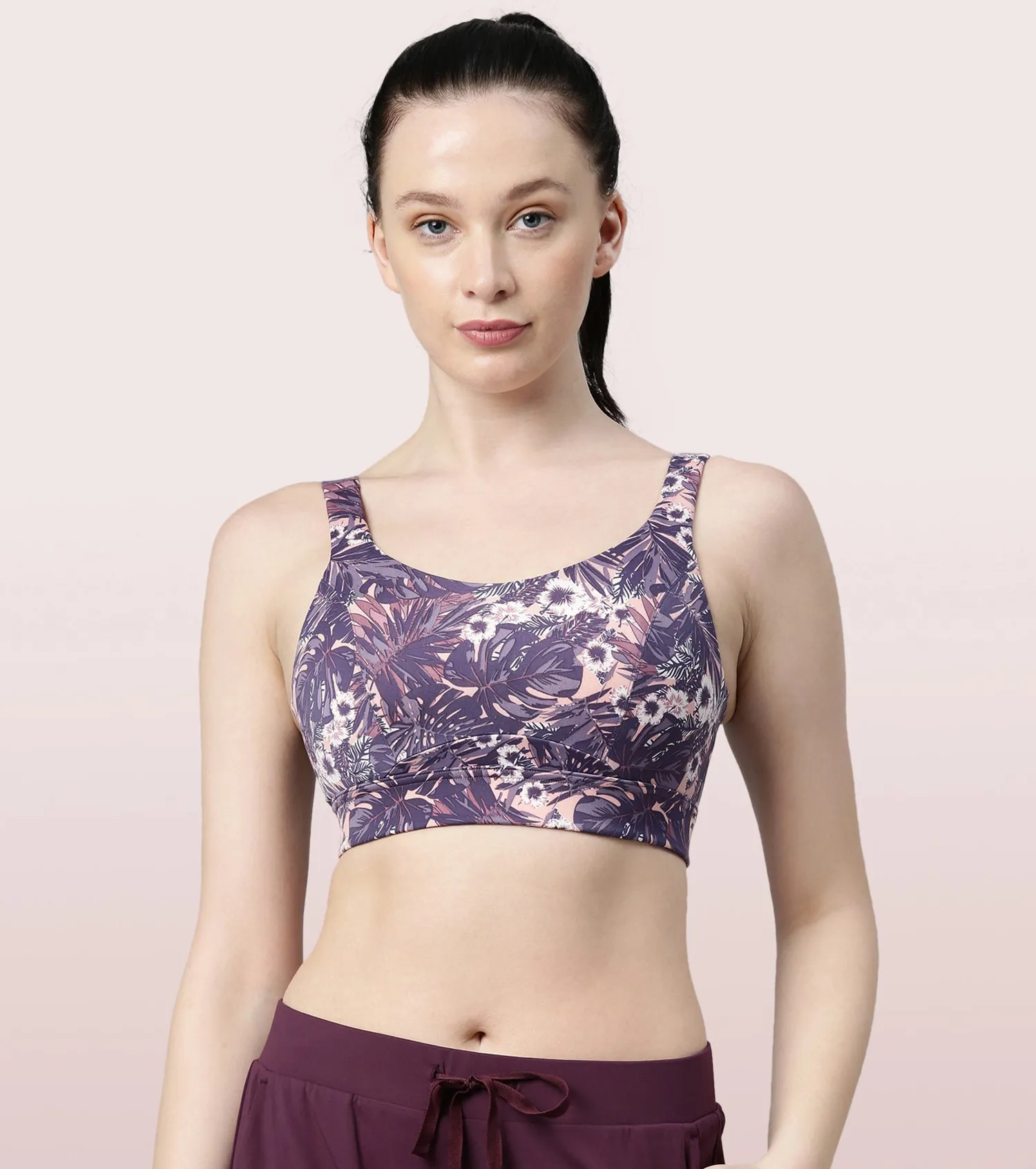 Enamor Agion SB18 Convertible Back High-Impact Sports Bra for Women- Full Coverage, Padded and Wirefree - Lilac Run