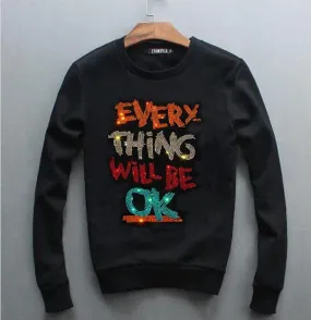 “Everything will be OK” -  Rhinestone long Sleeve  hoodies