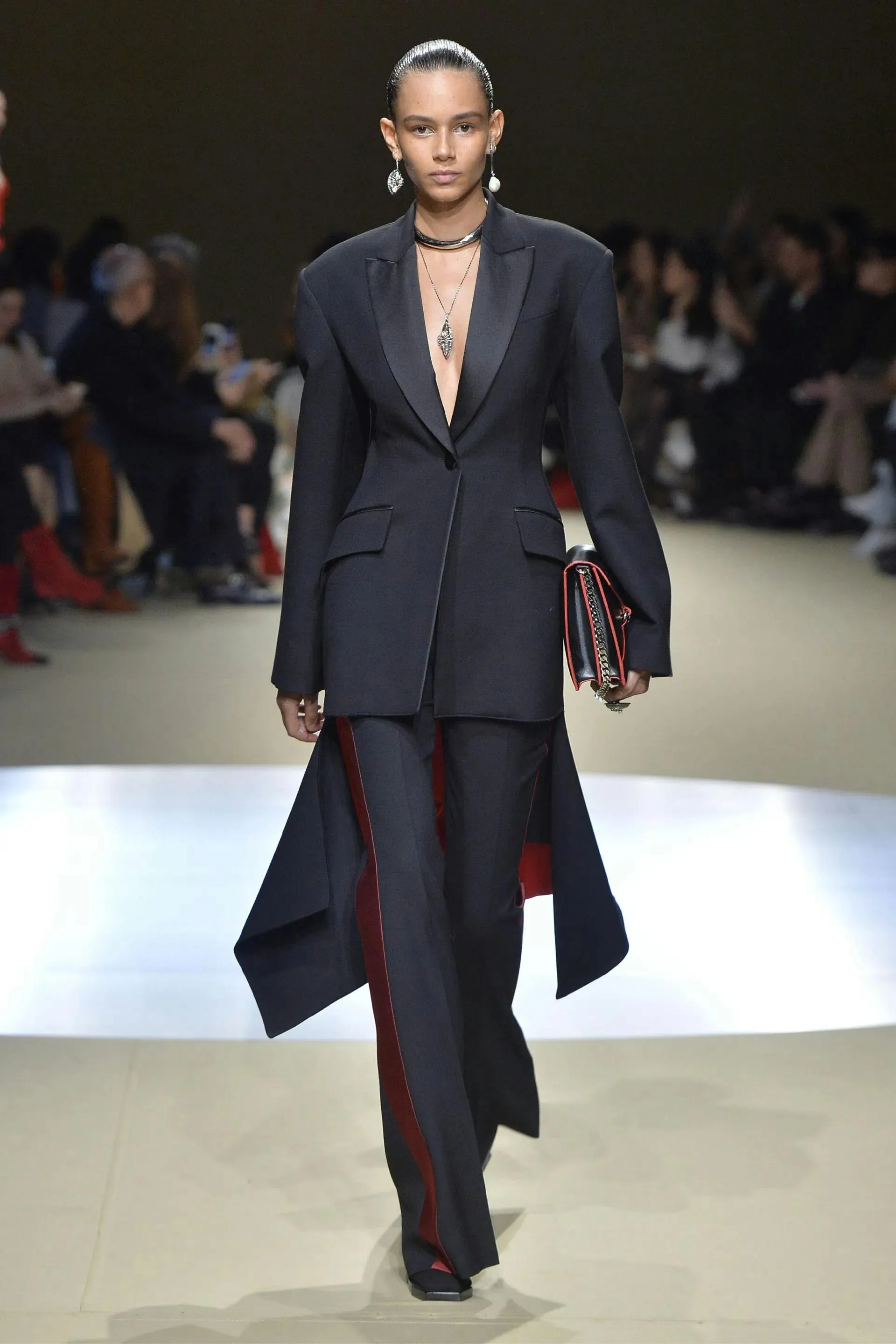 Fall 2018 Alexander McQueen by Sarah Burton Runway Look One & Ad Campaign Black & Red Jacket